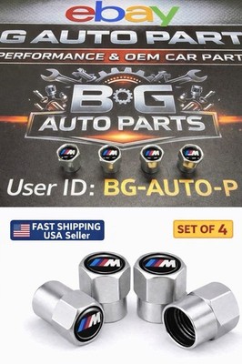 BMW M Performance Tire Valve Stem Caps Silver Aluminum Hex Valve Caps Set of 4