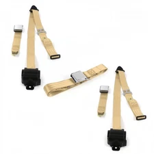 Chevy Chevelle 1968 - 1972 Airplane 3pt Tan Retractable Bench Seat Belt Kit - 3 