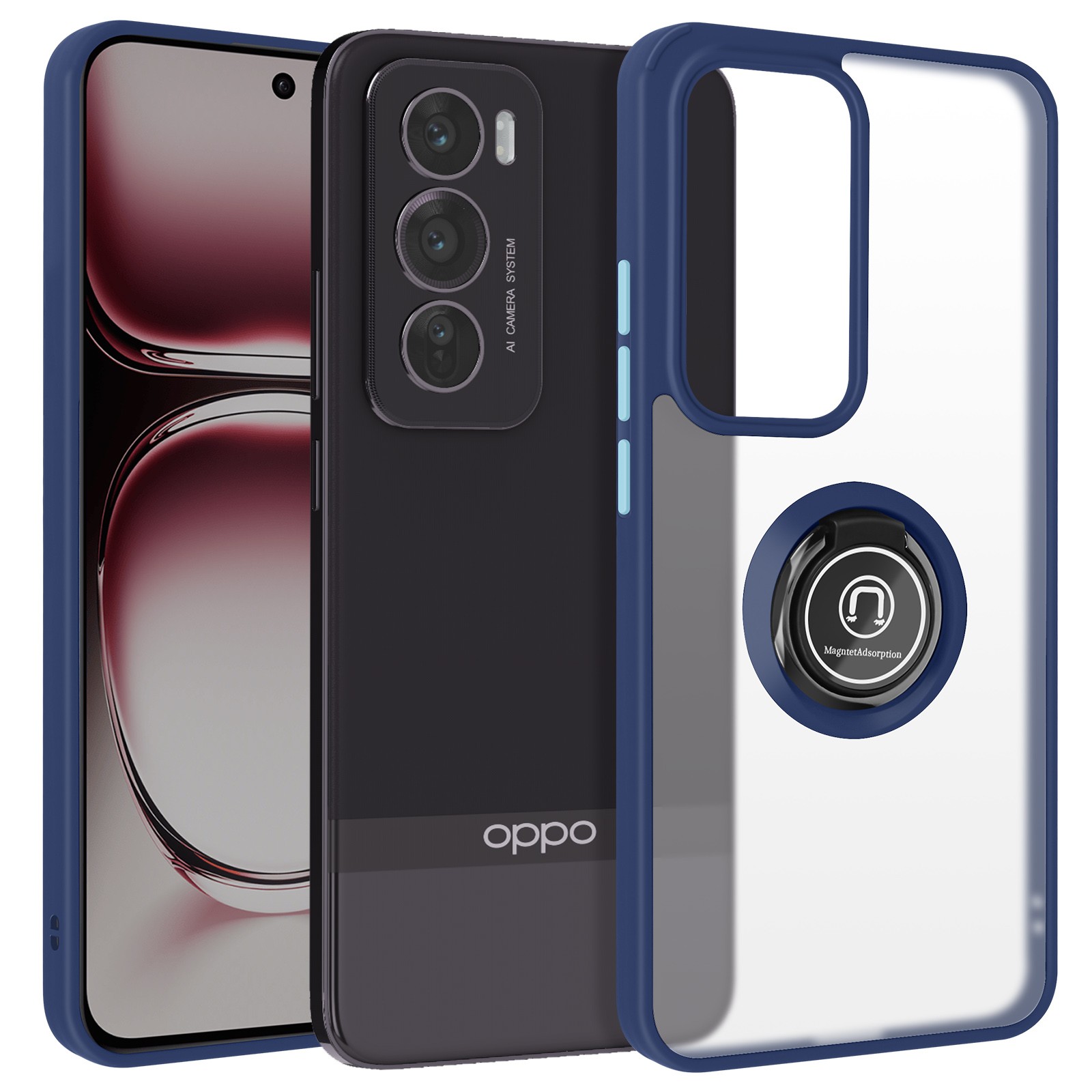 Housse Oppo Reno 12 Pro Anti Chute Mat avec Anneau de Maintien