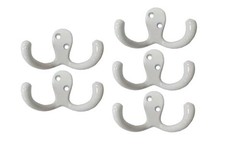 Premium Double Robe Hook, 2-3/4", Zinc Die Cast, Matte White, 5pack, Made in ...