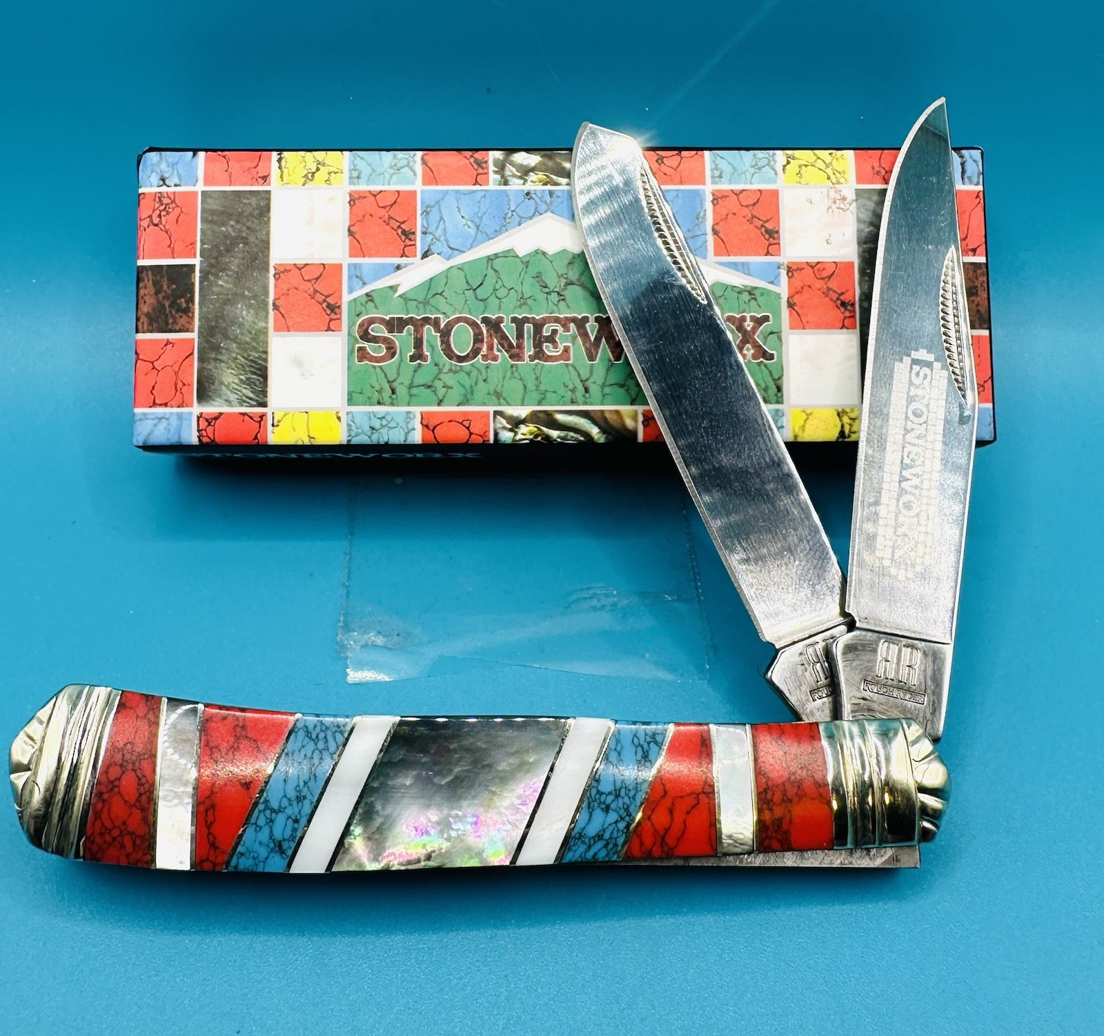 ROUGH RYDER RR918 STONEWORX series TRAPPER pocket knife 4 1/8