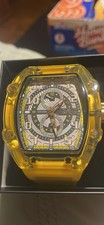 Invicta S1 Rally Yellow Transparent Case Silicone Strap Watch Men s New 228700