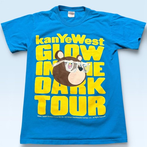 Kanye West Glow In The Dark Tour Shirt Mens Small Blue Graphic Double Sided 2007