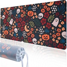 Halloween Skull Desk Mouse Pad, 12x32 Inch Large Gaming Fall Desk Mat for Des...