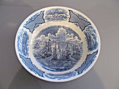 ALFRED MEAKIN BLUE FAIR WINDS 10 3/8'' LARGE SERVING BOWL SAILING SHIP SCENE