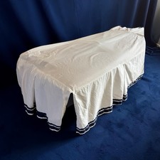 Pottery Barn Kids Crib Toddler Bed Skirt Nautical Tailored Navy Stripes Ribbon