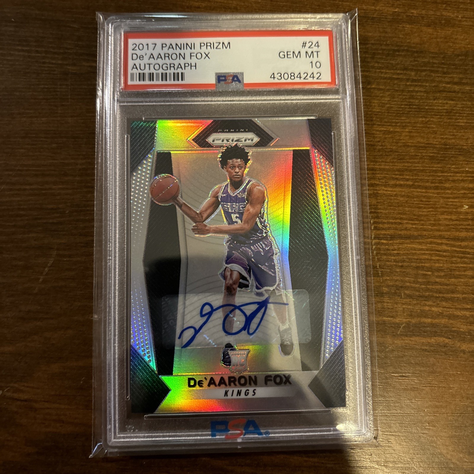 2017-18 Panini Prizm DE'AARON FOX #24 RC Rookie Auto Silver  PSA 10 GEM MINT
