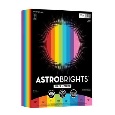 Astrobrights Prism Colored Paper, 8.5''×11'', 24lb/89gsm, 480 Sheets, 8 Assorted