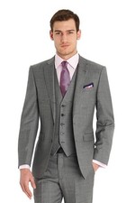 Men Gray Notch Lapel Blazer Formal Business Prom Party Groom Tuxedo Wedding Suit