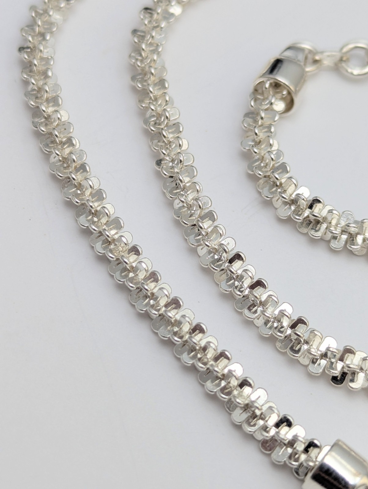 Solid Sterling Silver 4mm Paddle Bar Sparkle Link… - image 3