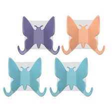 4 Pcs Plastic Suction Hooks Bathroom Towel Rack Hangers for Wall