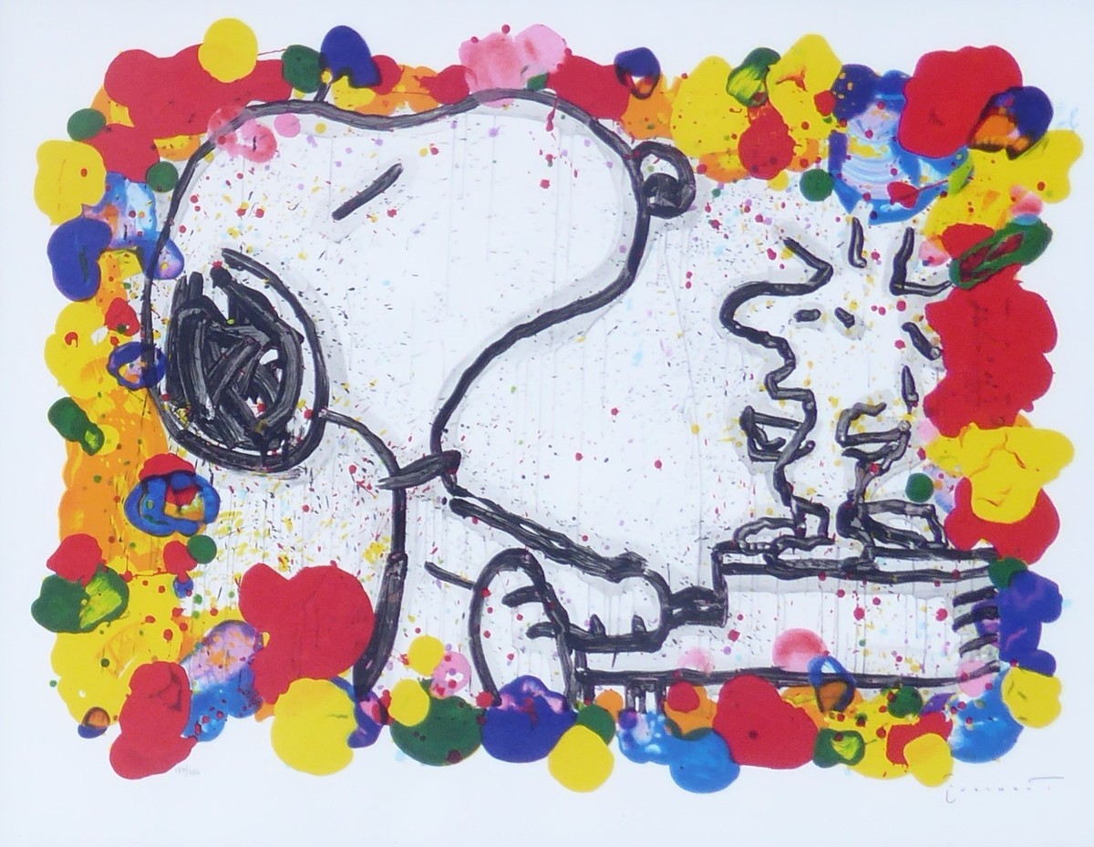 TOM EVERHART SUPER STAR PEANUTS SNOOPY WOODSTOCK LITHOGRAPH
