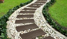 Nicoman Railroad Tie Garden Stepping Stone Wood Effect Railway Sleeper Eco Frie