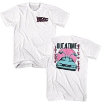 Back To The Future Outatime Pastell 2-Sided Weiß Erwachsene Kurzarm