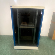 GIGAMEDIA 19" Serverschrank freistehend Netzwerkschrank mit Glast&uuml;r blau/wei&szlig;