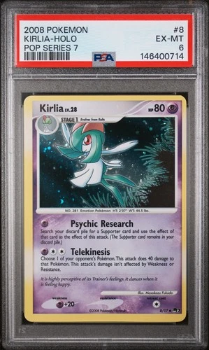 2008 POKEMON POP SERIES 7 #8 KIRLIA-HOLO PSA 6