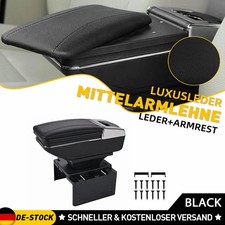 1 Stück Auto Mittelarmlehne mit Staufach Armlehne Kunstleder Universal Schwarz