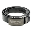 Simson Men's Belt Black 145cm Faux Leather Lifestyle Metal Buckle 3.5 Wide