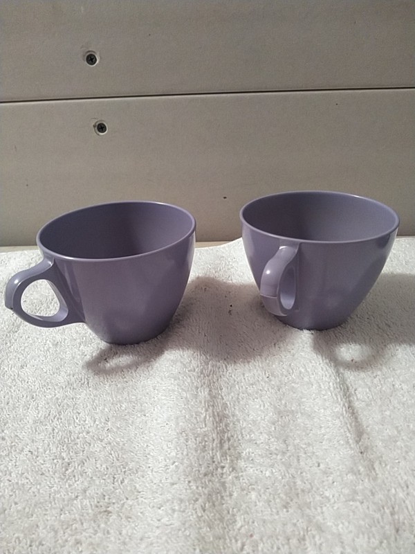 Vintage Melmac Royalon 304 Pair Set Of 2 Purple Cups Made in USA Kitchen/ Home