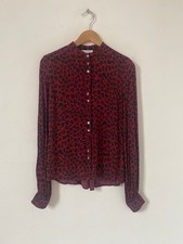 Lily And Lionel Blouse Blouse Small Red Leopard Shirt Long Sleeve Anthropologie