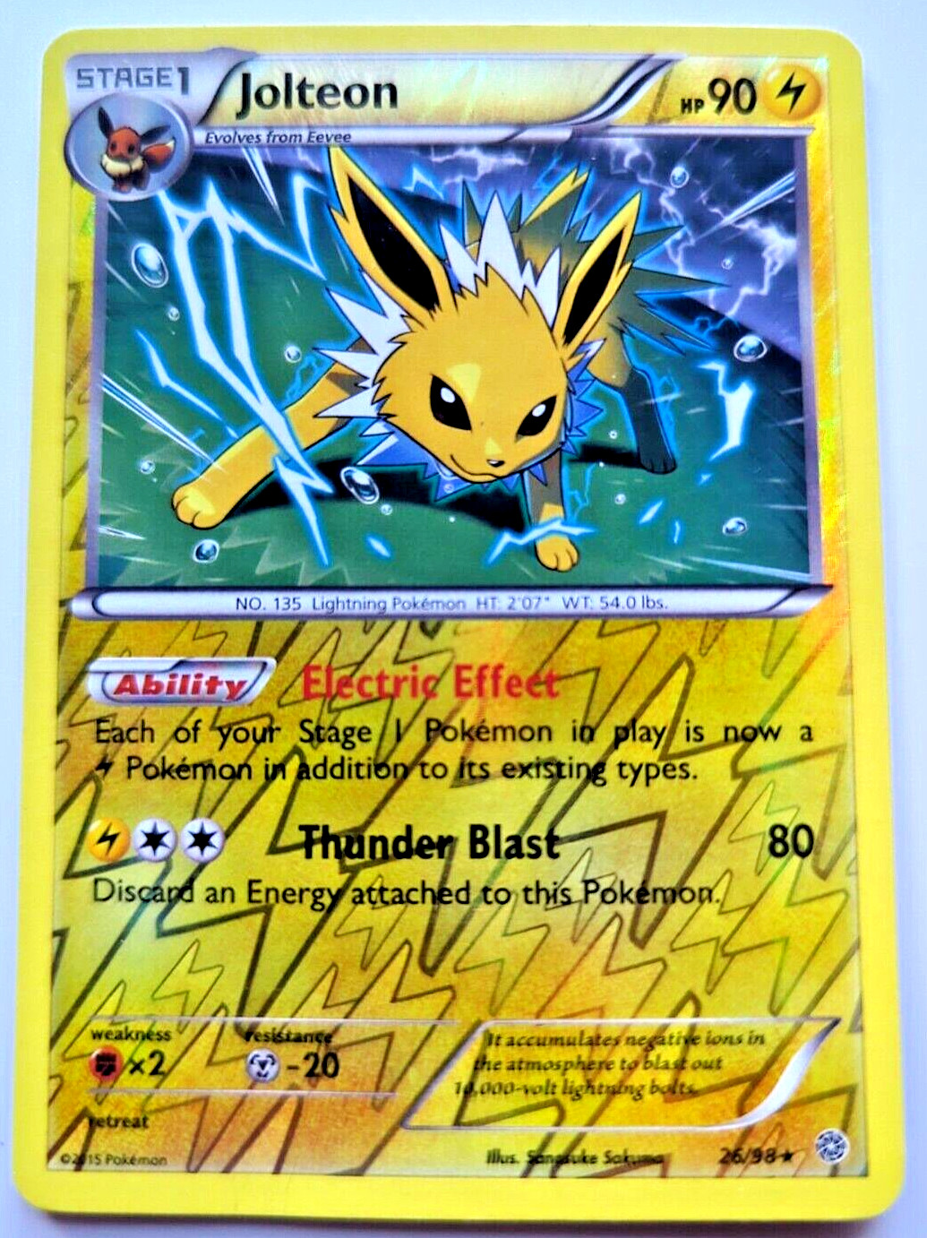 Pokémon TCG Jolteon Ancient Origins 26/98 Reverse Holo Rare LP