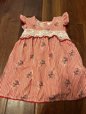 Nanette Girl  Dress Size 5 Red White Blue Flower Dress