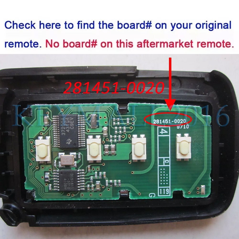 281451-0020 Smart Keyless Remote Key Fob for Toyota Avalon