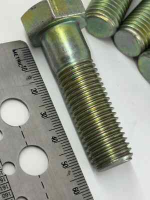 M16-2 x 55mm Hex Cap bolt (5) Yellow Zinc fine Thread DIN931  10.9