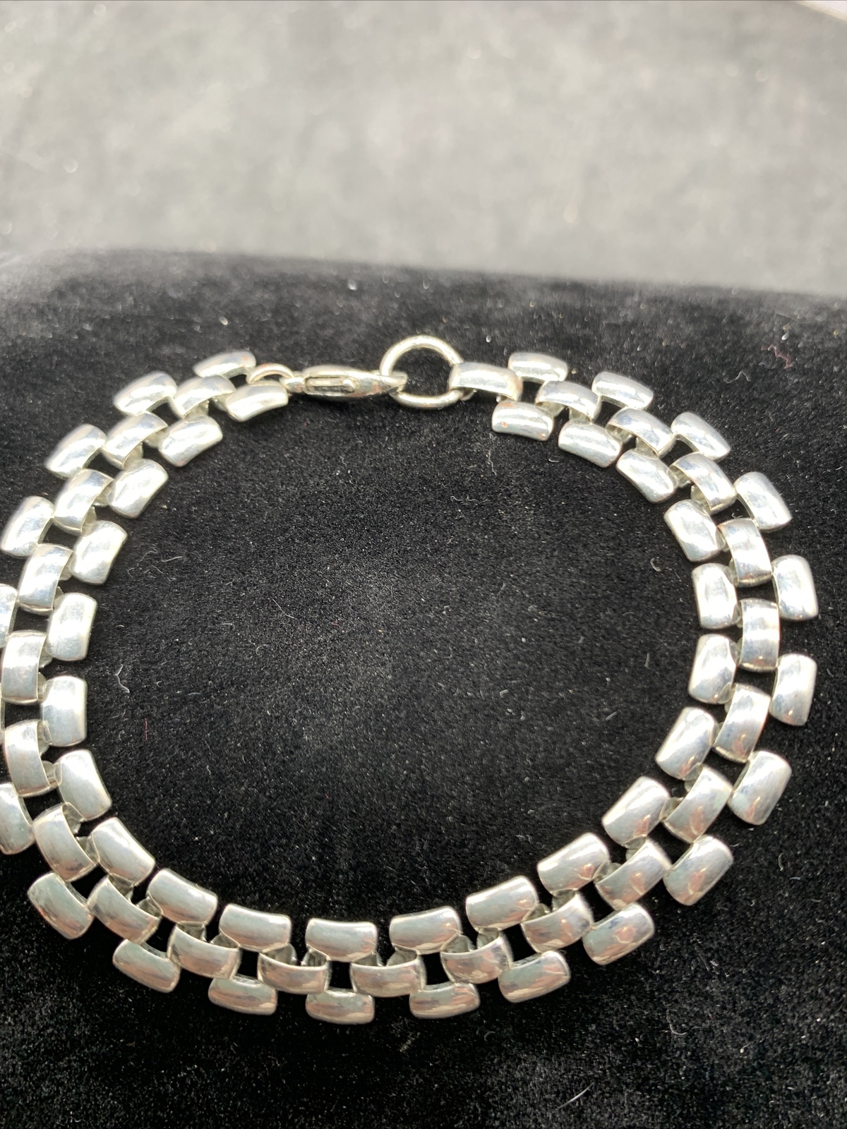 Silver Tone Basket Weave Chain Bracelet eBay
