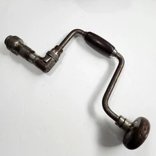 Vintage Antique Russell Erwin Hand Crank Drill Wood Handle & Knob