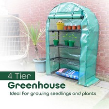 4 Tier Wide Greenhouse With Frame And Cover Roll Up Zip Panel Door Outdoor Patio