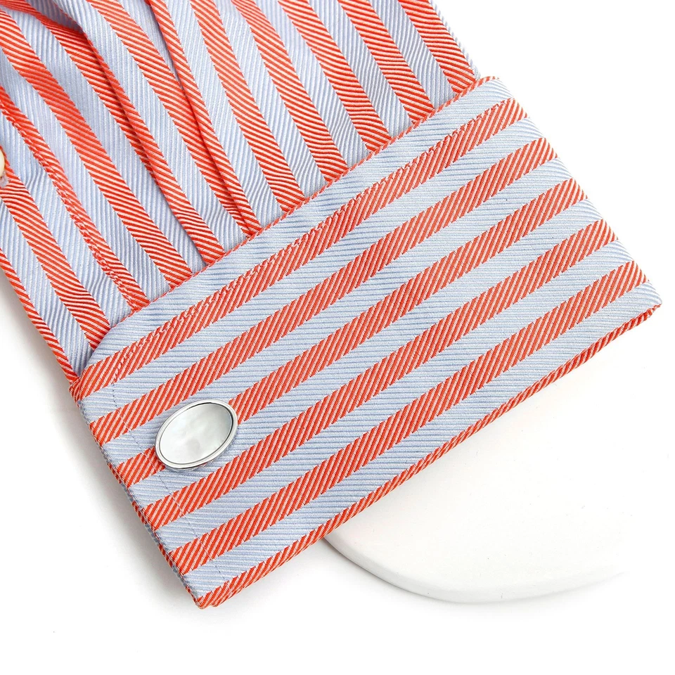 Pair Oval Shell Fashion Mens Cufflinks Mother of Pearl Cuff Links for Men Casual - Image 2 of 4