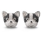 Boston Terrier Dog Stud Earrings for Women by Ginger Lyne Black Cz Sterling S.