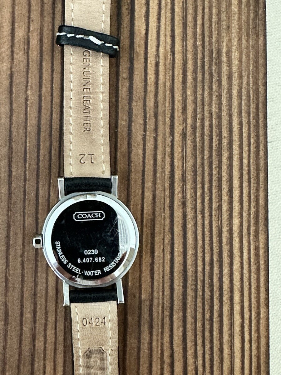 Coach Silver Watch Black Leather Band Women display picture 1