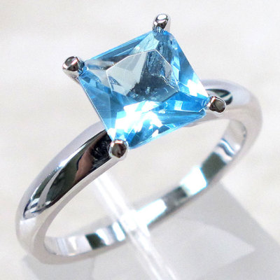2CT Natural Aquamarine 925 Sterling Silver Nouveau Style Ring Sz 6
