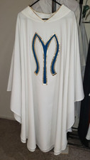 PRIEST CLERGY CHASUBLE VESTMENT BLESSED MOTHER SYMBOLISM VERY NICE L-XL