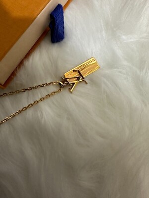 LOUIS VUITTON Logo Pendant DJ Vocabulary Keyboard Necklace Rose 