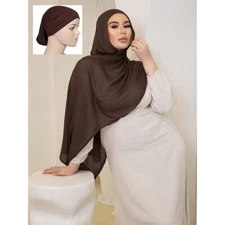 2pcs Muslim Women Inner Caps Long Scarf Modal Wrap Head Cover Shawls Headscarf
