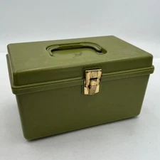 VTG Wil-Hold Wilson Large Sewing Box Avocado Green Plastic Tray USA Storage MCM