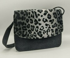 Borsa donna leopardata in stile velluto a spalla con chiusura a due clips