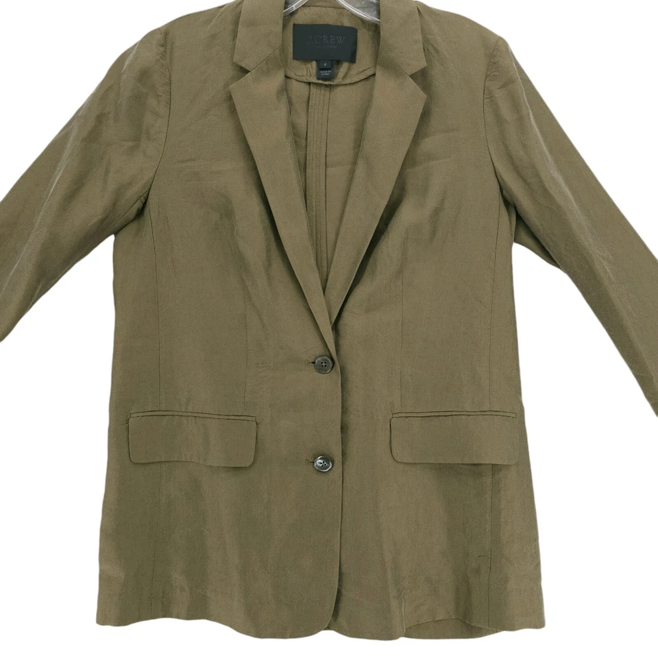J. Blazer CREW Collection Verde Ejército Lavado 100% Seda Tafetán Ligero Usado en Excelente Condición Talla 4 Foto 2 de 4