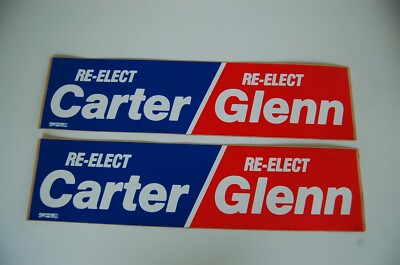 Group of 2 1980 Jimmy Carter President / John Glenn Senator Bumper Stickers