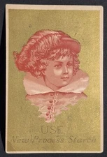 Antique Victorian Trade Card Use New Process Starch Marshalltown IA