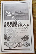 S.S. Strathnaver 1934 Shore Excursions Brochure P&O Lines