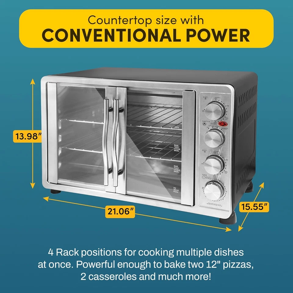 Elite Gourmet ETO-4510M French Door 47.5Qt, 18-Slice Convection Oven 4-Control K - Image 4 of 4