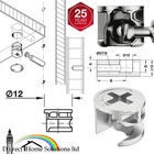 Hafele 12mm x 9.5mm CAM LOCK FIXING FURNITURE FITTING DOWEL ASSEMBLY 4 FLAT PACK