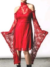 Killstar To Dust Kimono Sleeve Red Lace Dress. Size XXL. New! Goth Witch Vampire