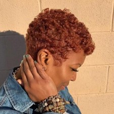 Afro Curly Wigs Short Brown Pixie Cut Haircut Wigs for Black Women Synthetic Wig