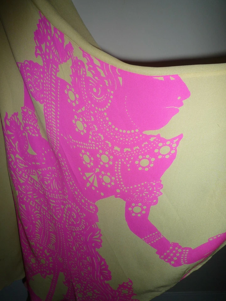 VESTIDO MATTHEW WILLIAMSON LÍNEA PRINCIPAL AMARILLO ROSA DIOSA INDIA AUTÉNTICO EU40 UK8 Foto 4 de 4