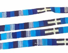 Belt Strap Guatemala Hat Band Blue Cross Cotton Woven NEW Huipil Indigenous Maya